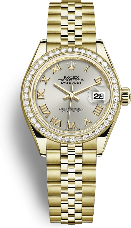 Rolex,Lady-Datejust 28mm,28mm,Yellow Gold,Silver,Automatic,Day,55hours,279138RBR,279138RBR-0018