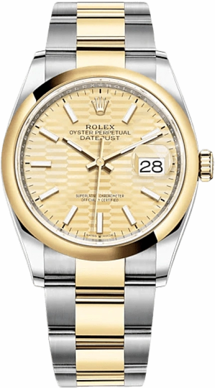 Rolex,Datejust 36 36mm,36mm,Yellow Gold,Stainless Steel,Champagne,Automatic,Day,70hours,126203,126203-0040