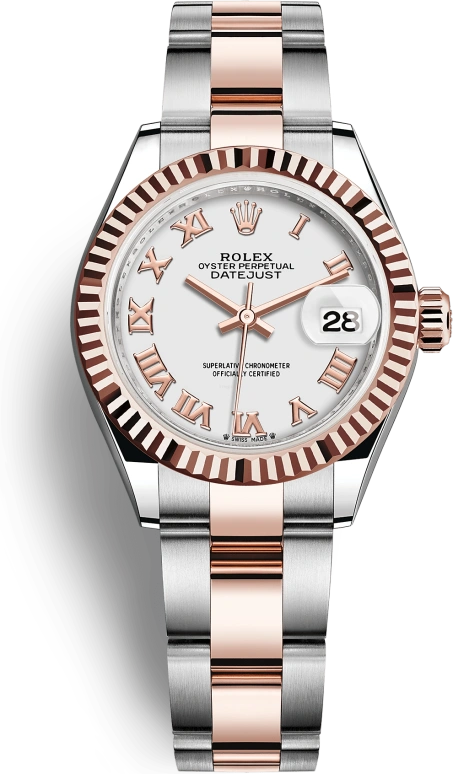 Rolex,Lady-Datejust 28mm,28mm,Everose Gold,Oystersteel,White,Automatic,Day,55hours,279171,279171-0022
