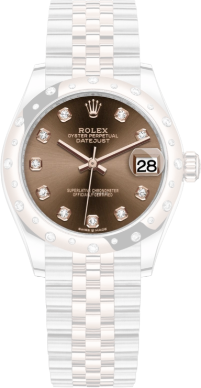 Rolex,Datejust 31 31mm,31mm,Rose Gold,Stainless Steel,Brown,Automatic,Day,55hours,278341RBR,278341RBR-0028