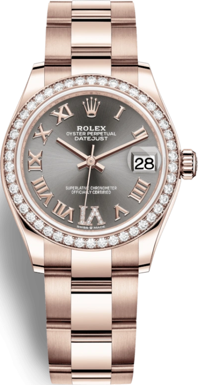 Rolex,Datejust 31 31mm,31mm,Rose Gold,Grey,Automatic,Day,55hours,278285RBR,278285RBR-0026