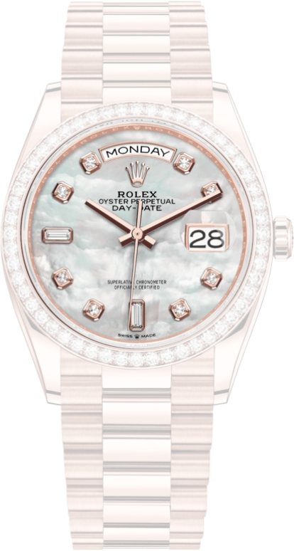 Rolex,Day-Date 36 36mm,36mm,Rose Gold,White,Automatic,Date,Day,128345RBR,128345RBR-0028