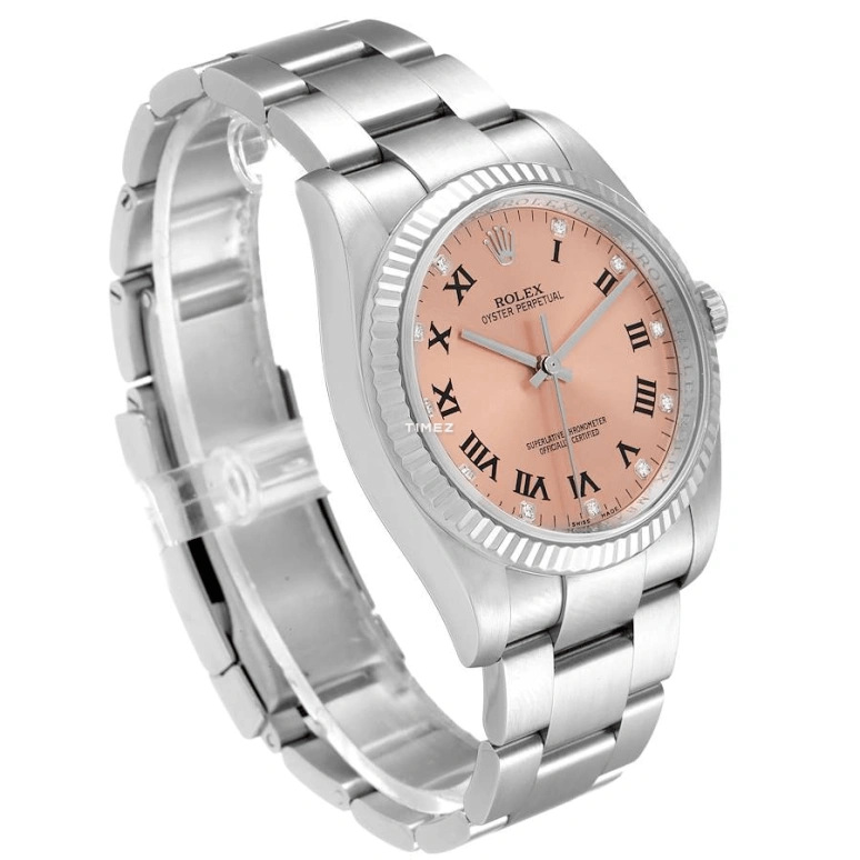 Rolex,Oyster Perpetual 36mm,36mm,White Gold,Oystersteel,Pink,Automatic,48hours,In-house Caliber,116034,116034-0009