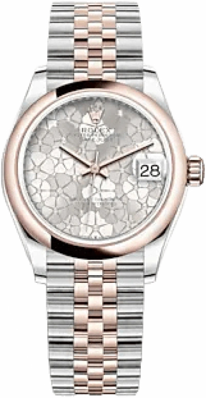 Rolex,Datejust 31 31mm,31mm,Rose Gold,Stainless Steel,Silver,Automatic,Day,55hours,278241,278241-0032