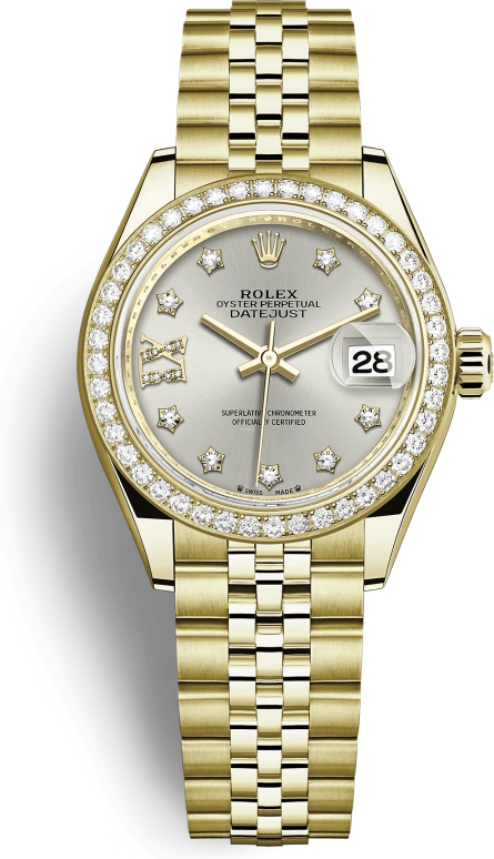 Rolex,Lady-Datejust 28mm,28mm,Yellow Gold,Silver,Automatic,Day,55hours,279138RBR,279138RBR-0002