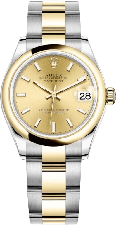 Rolex,Datejust 31 31mm,31mm,Yellow Gold,Stainless Steel,Champagne,Automatic,Day,55hours,278243,278243-0013
