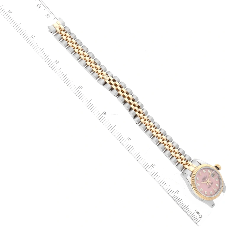 Rolex,Lady-Datejust 26mm,26mm,Yellow Gold,Stainless Steel,Pink,Automatic,Day,48hours,179173,179173-63133PINK