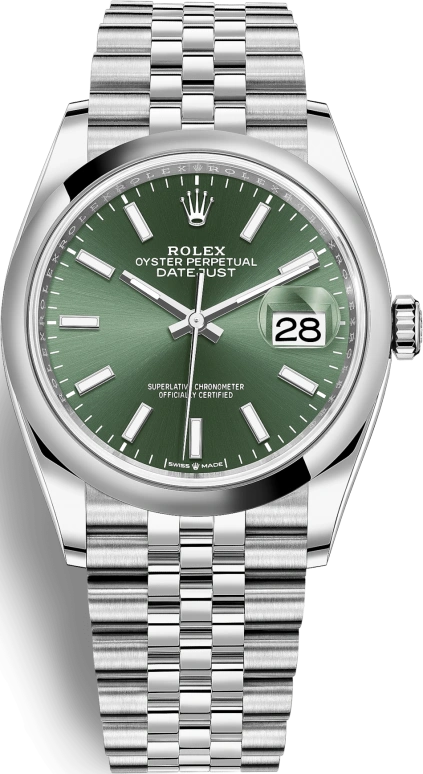 Rolex,Datejust 36 36mm,36mm,Stainless Steel,Green,Automatic,Day,70hours,126200,126200-0023