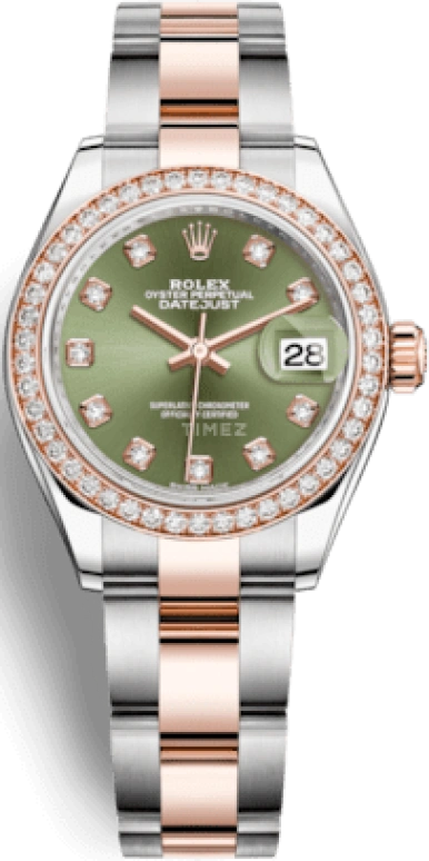 Rolex,Lady-Datejust 28mm,28mm,Everose Gold,Oystersteel,Green,Automatic,Day,55hours,279381RBR,279381RBR-0008