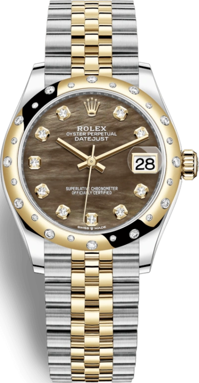 Rolex,Datejust 31 31mm,31mm,Yellow Gold,Stainless Steel,Black,Automatic,Day,55hours,278343RBR,278343RBR-0024