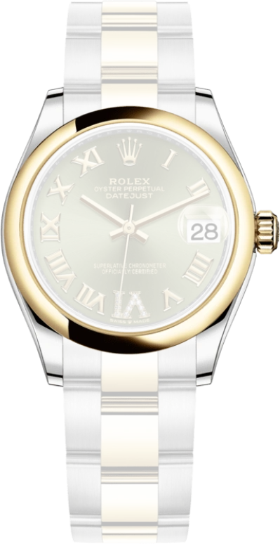 Rolex,Datejust 31 31mm,31mm,Yellow Gold,Stainless Steel,Green,Automatic,Day,55hours,278243,278243-0015