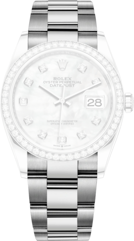 Rolex,Datejust 36 36mm,36mm,White Gold,Stainless Steel,White,Automatic,Day,70hours,126284RBR,126284RBR-0012