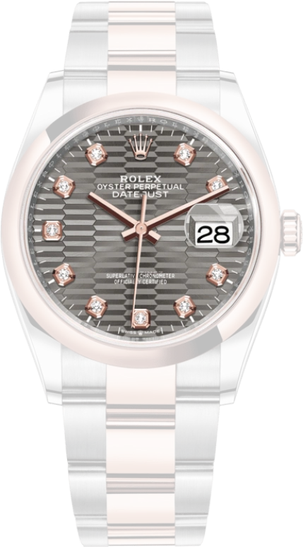 Rolex,Datejust 36 36mm,36mm,Oystersteel,Everose Gold,Grey,Automatic,Day,70hours,126201,126201-0042