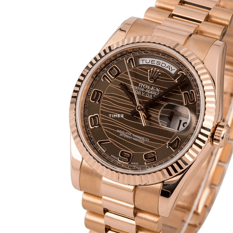 Rolex,Day-Date 36 36mm,36mm,Rose Gold,Chocolate,Automatic,Date,Day,118235,118235-83205