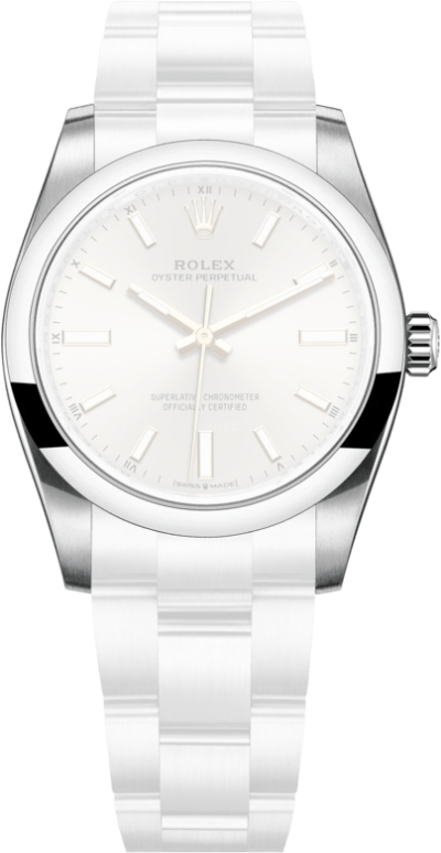 Rolex,Oyster Perpetual 34mm,34mm,Stainless Steel,Silver,Automatic,55hours,In-house Caliber,124200,124200-0001
