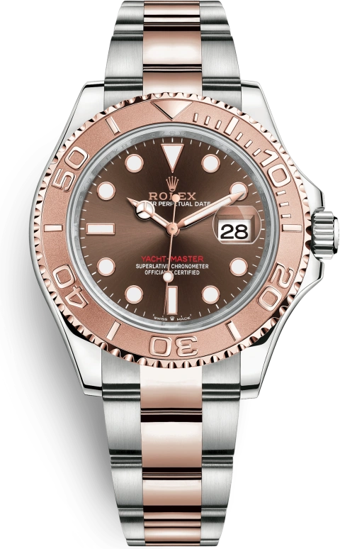 Rolex,Yacht-Master 40mm,40mm,Rose Gold,Stainless Steel,Brown,Automatic,Day,70hours,126621,126621-0001