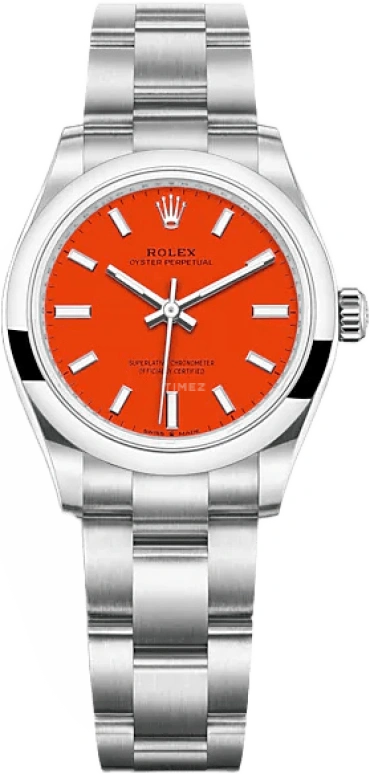Rolex,Oyster Perpetual 31mm,31mm,Stainless Steel,Red,Automatic,55hours,In-house Caliber,277200,277200-0008