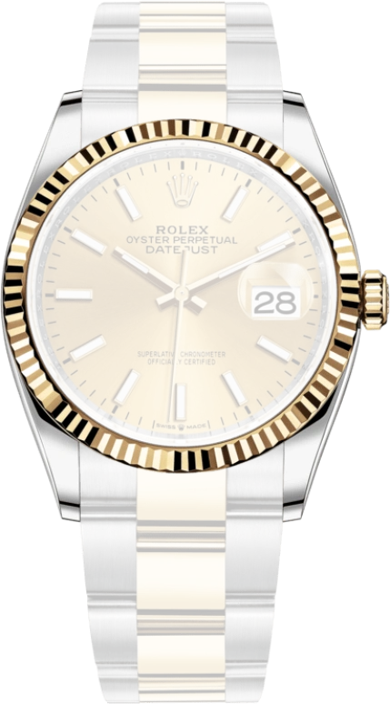 Rolex,Datejust 36 36mm,36mm,Yellow Gold,Stainless Steel,Champagne,Automatic,Day,70hours,126233,126233-0016