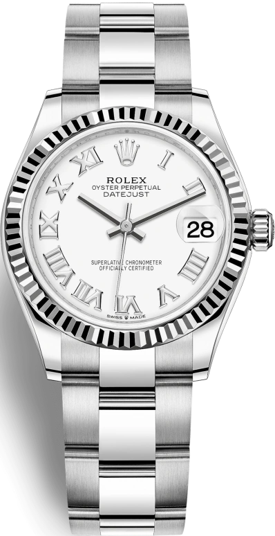 Rolex,Datejust 31 31mm,31mm,White Gold,Stainless Steel,White,Automatic,Day,55hours,278274,278274-0009
