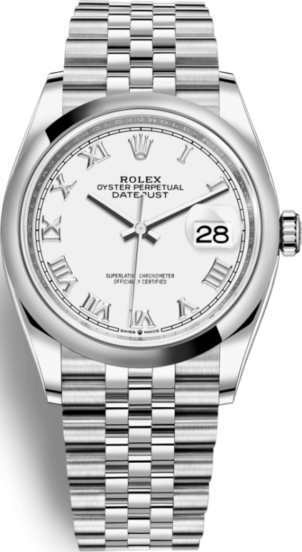Rolex,Datejust 36 36mm,36mm,Stainless Steel,White,Automatic,Day,70hours,126200,126200-0007