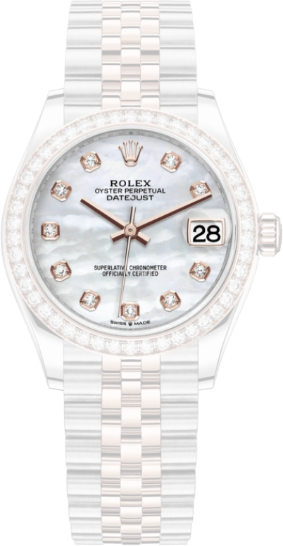 Rolex,Datejust 31 31mm,31mm,Rose Gold,Stainless Steel,White,Automatic,Day,55hours,278381RBR,278381RBR-0026