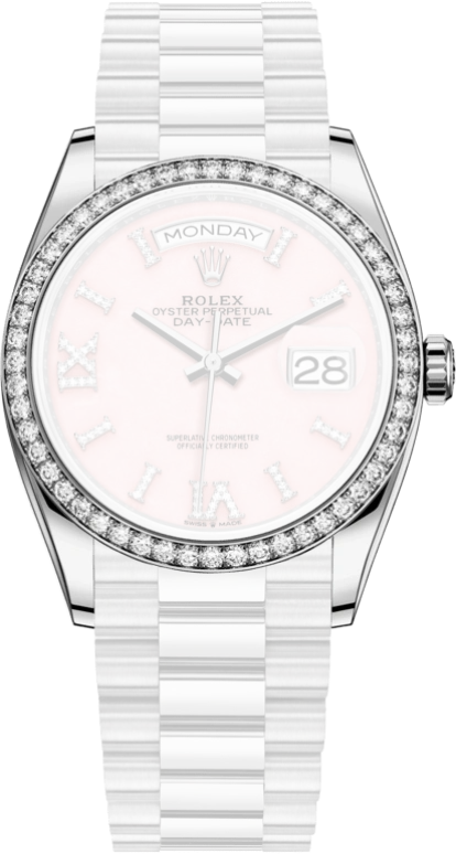 Rolex,Day-Date 36 36mm,36mm,White Gold,Pink,Automatic,Date,Day,128349RBR,128349RBR-0008