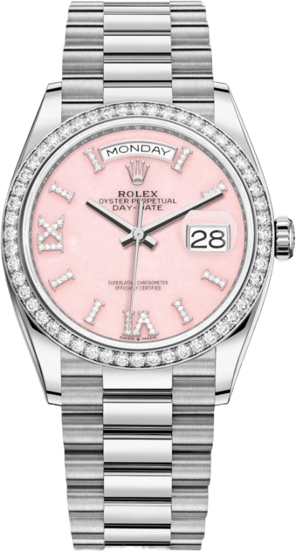Rolex,Day-Date 36 36mm,36mm,White Gold,Pink,Automatic,Date,Day,128349RBR,128349RBR-0008