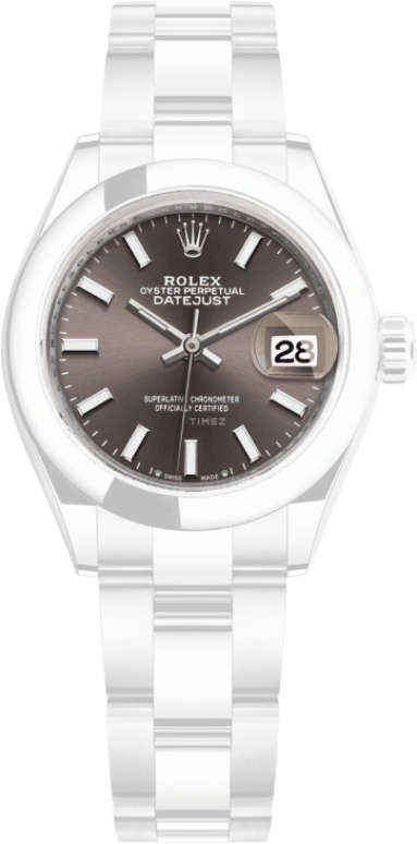 Rolex,Lady-Datejust 28mm,28mm,Stainless Steel,Grey,Automatic,Day,55hours,279160,279160-0010