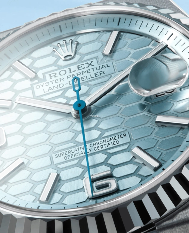 Rolex,Land‑Dweller 36mm,36mm,Platinum,Ice Blue,Automatic,Day,66hours,127236,127236-0001