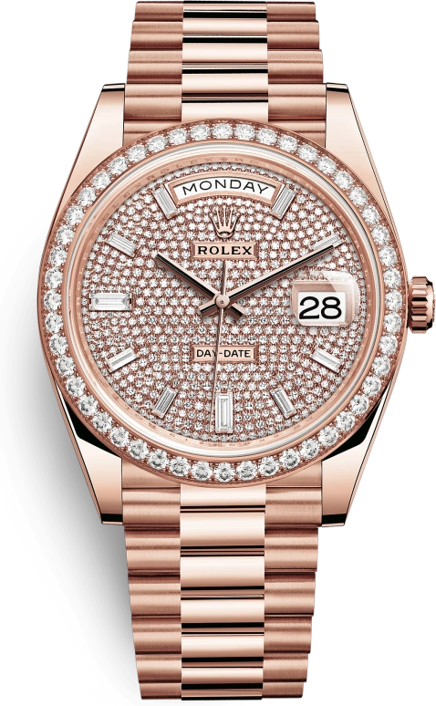 Rolex,Day-Date 40 40mm,40mm,Rose Gold,Rose Gold,Silver,Automatic,Date,Day,228345RBR,228345RBR-0002