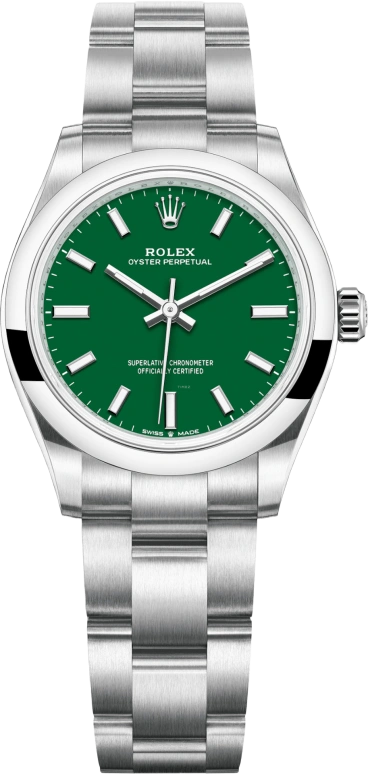 Rolex,Oyster Perpetual 31mm,31mm,Stainless Steel,Green,Automatic,55hours,In-house Caliber,277200,277200-0006