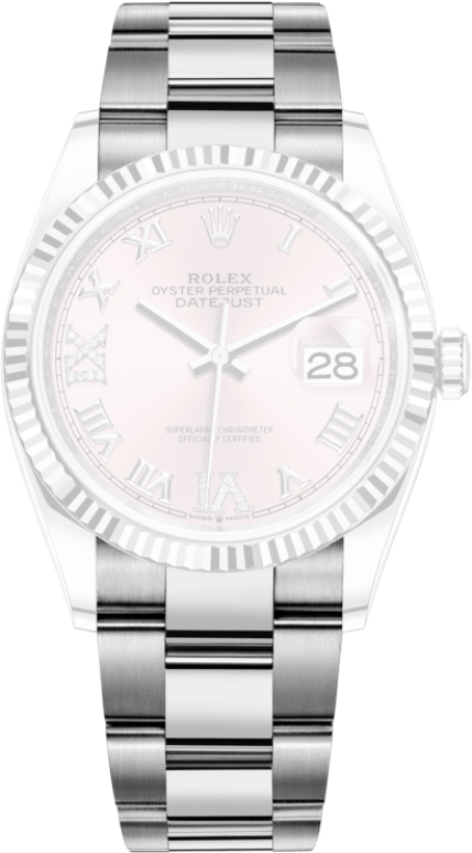 Rolex,Datejust 36 36mm,36mm,White Gold,Stainless Steel,Pink,Automatic,Day,70hours,126234,126234-0032
