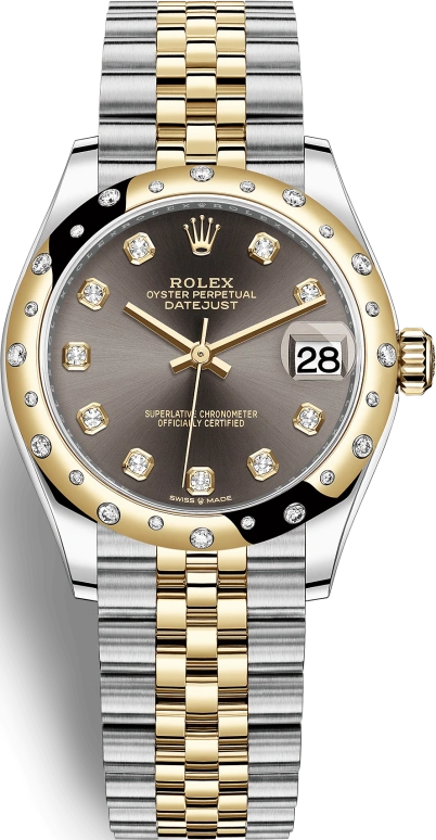Rolex,Datejust 31 31mm,31mm,Yellow Gold,Stainless Steel,Grey,Automatic,Day,55hours,278343RBR,278343RBR-0022