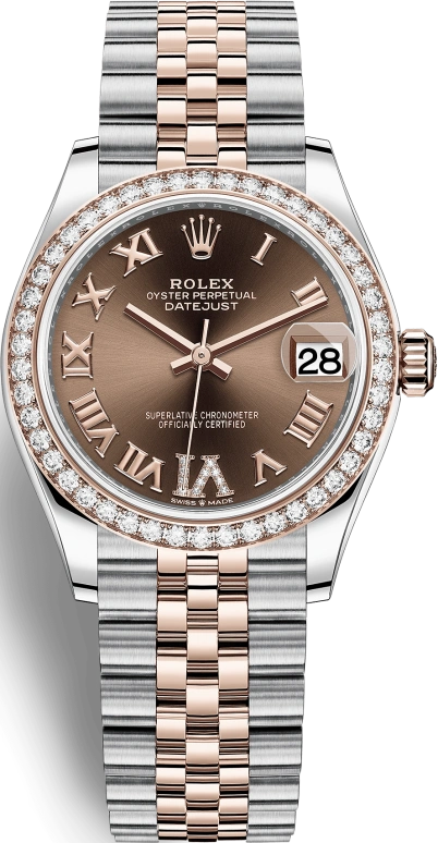 Rolex,Datejust 31 31mm,31mm,Rose Gold,Stainless Steel,Brown,Automatic,Day,55hours,278381RBR,278381RBR-0006