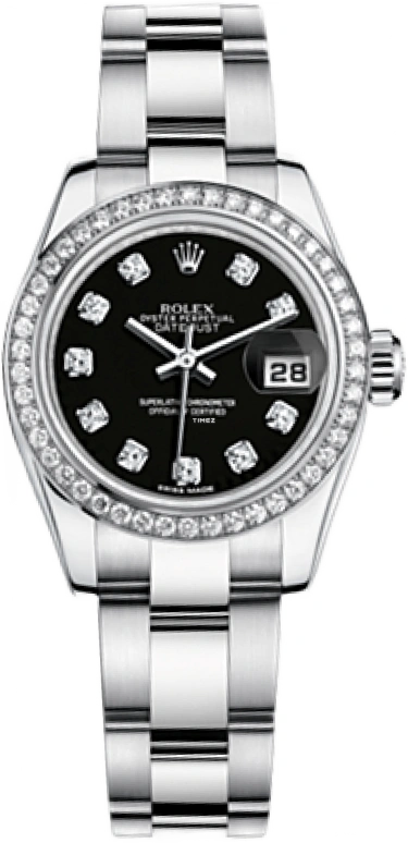 Rolex,Lady-Datejust 26mm,26mm,White Gold,Oystersteel,Black,Automatic,Day,48hours,179384,179384-0002