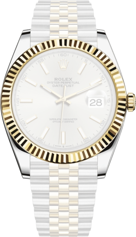 Rolex,Datejust 41 41mm,41mm,Yellow Gold,Stainless Steel,Silver,Automatic,Day,70hours,126333,126333-0002