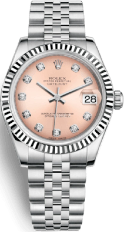 Rolex,Datejust 31 31mm,31mm,White Gold,Stainless Steel,Pink,Automatic,Day,48hours,178274,178274-0022