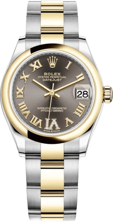 Rolex,Datejust 31 31mm,31mm,Yellow Gold,Stainless Steel,Grey,Automatic,Day,55hours,278243,278243-0017