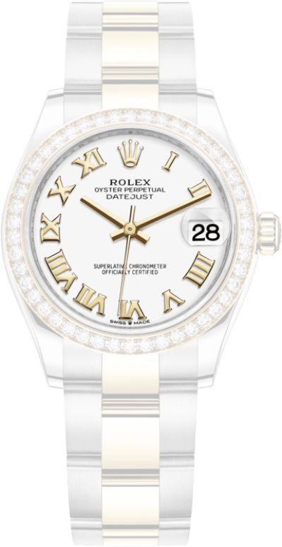 Rolex,Datejust 31 31mm,31mm,Yellow Gold,Stainless Steel,White,Automatic,Day,55hours,278383RBR,278383RBR-0001