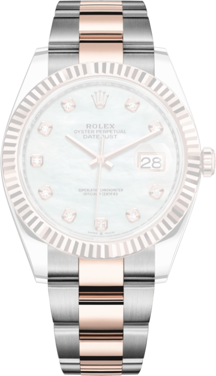 Rolex,Datejust 41 41mm,41mm,Rose Gold,Stainless Steel,White,Automatic,Day,70hours,126331,126331-0013