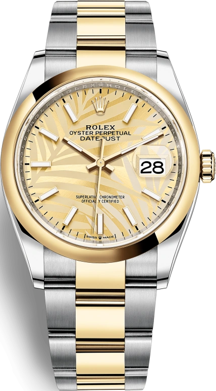 Rolex,Datejust 36 36mm,36mm,Yellow Gold,Stainless Steel,Champagne,Automatic,Day,70hours,126203,126203-0038