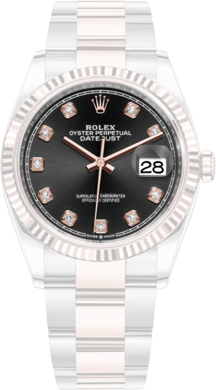 Rolex,Datejust 36 36mm,36mm,Oystersteel,Everose Gold,Black,Automatic,Day,70hours,126231,126231-0020