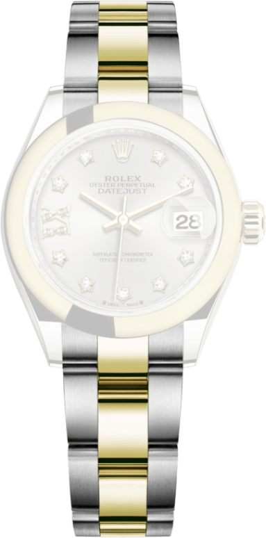 Rolex,Lady-Datejust 28mm,28mm,Yellow Gold,Stainless Steel,Silver,Automatic,Day,55hours,279163,279163-0004