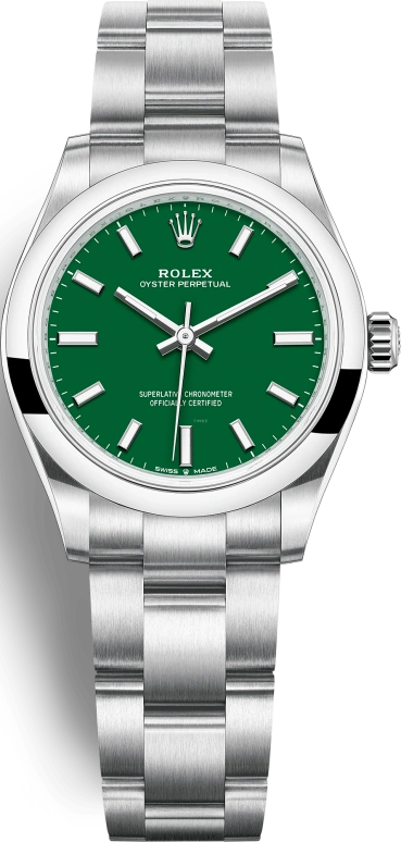 Rolex,Oyster Perpetual 31mm,31mm,Stainless Steel,Green,Automatic,55hours,In-house Caliber,277200,277200-0006