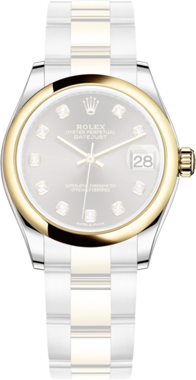 Rolex,Datejust 31 31mm,31mm,Yellow Gold,Stainless Steel,Grey,Automatic,Day,55hours,278243,278243-0021