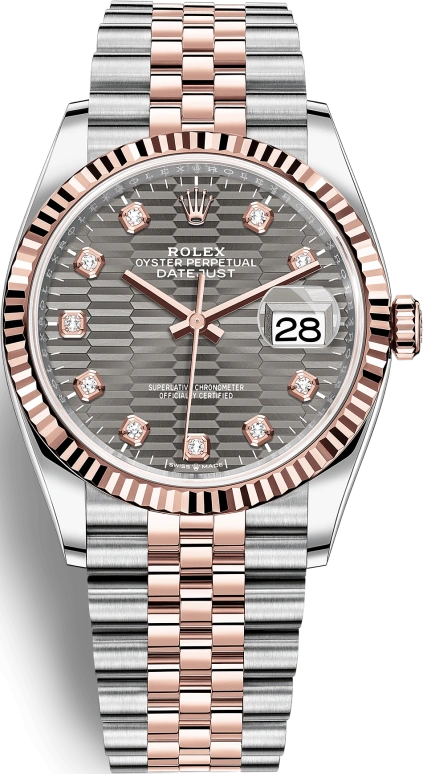 Rolex,Datejust 36 36mm,36mm,Oystersteel,Everose Gold,Grey,Automatic,Day,70hours,126231,126231-0041