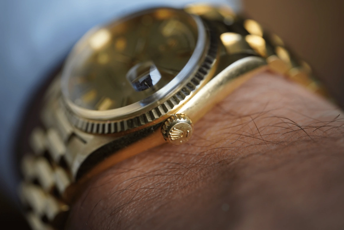 Rolex,Day-Date 36 36mm,36mm,Yellow Gold,Champagne,Automatic,Date,Day,1803 YG Wide Boy