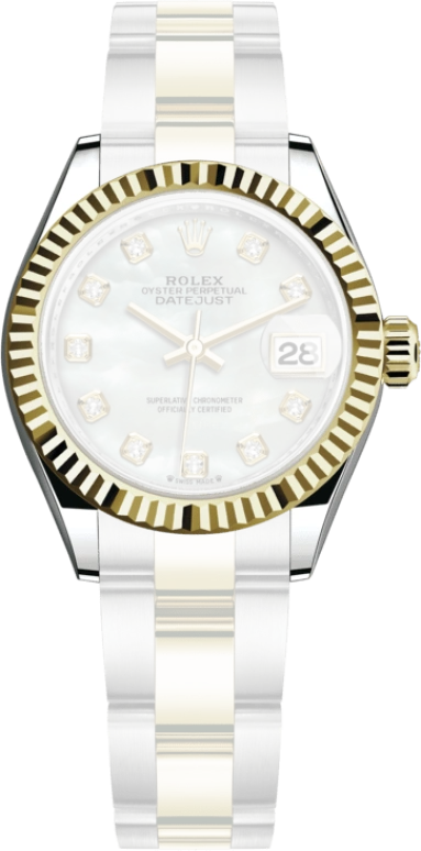 Rolex,Lady-Datejust 28mm,28mm,Yellow Gold,Stainless Steel,White,Automatic,Day,55hours,279173,279173-0014