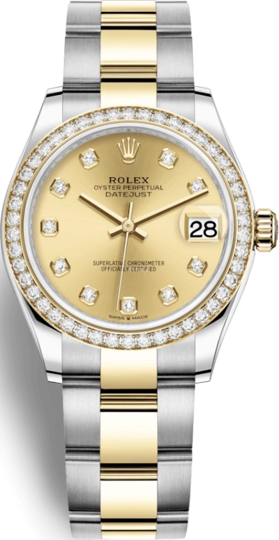 Rolex,Datejust 31 31mm,31mm,Yellow Gold,Stainless Steel,Champagne,Automatic,Day,55hours,278383RBR,278383RBR-0025