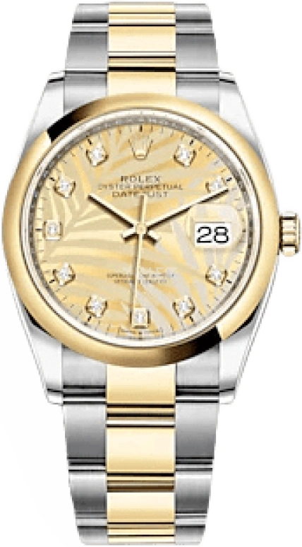 Rolex,Datejust 36 36mm,36mm,Yellow Gold,Stainless Steel,Champagne,Automatic,Day,70hours,126203,126203-0044